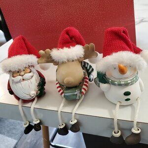 Santa, Snowman & Reindeer Shelf Sitters 3 Piece Figurine Set